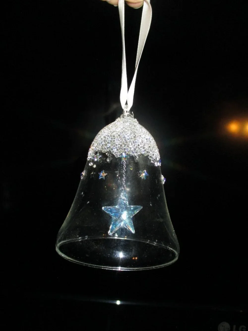 Swarovski Crystal Bell Star Glass Ornament  in box